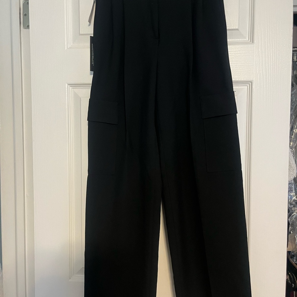 Aritzia Elegant Black Wide Leg Cargo Pants